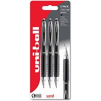 Uni-Ball Signo 207 UMN-207 Retractable Gel Rollerball 0.7mm Tip Black Blister Pack Plastice Free Packaging (Pack 3) -