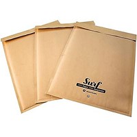 Surf All Paper Padded Mailing Envelopes Size D(1) 100% Recyclable Internal Size 180mm x 260mm Brown (Box 200) - SURFD1K