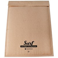 Surf All Paper Padded Mailing Envelopes Size G(4) 100% Recyclable Internal Size 240mm x 330mm Brown (Box 100) - SURFG4K