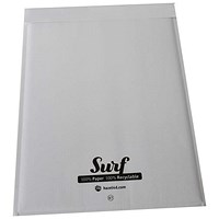 Surf All Paper Padded Mailing Envelopes Size K(7) 100% Recyclable Internal Size 350mm x 470mm White (Box 100) - SURFK7