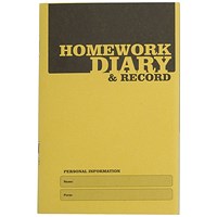 Silvine Homework Diary With Printed Layout A6 84 Page Yellow (Pack 20) -