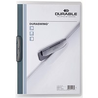 Durable A4 Duraswing Folders, 3mm Spine, Graphite, Pack of 5
