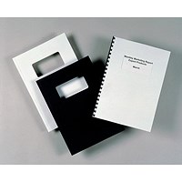 GBC Binding Covers with Window, 250gsm, Black, A4, Leathergrain, Pack of 25 Pairs