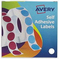 Avery Labels in Dispenser Round 19mm Diameter White (Pack 1400 Labels) 24-404