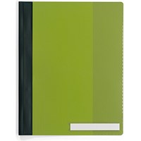 Durable A4+ Clear View Folder with Labelling Window, Green, Pack of 25