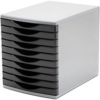 Deflecto Classic A4 Desktop Drawer Organiser 10 Drawers - 10 x 30mm Drawer Tower Unit Black -