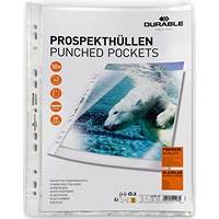 Durable Premium A4 Punched Pockets, Clear, Pack of 100