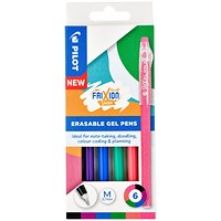 Pilot Frixion Ball Stick Rollerball Pens 0.7mm Tip Assorted (Pack 6) -