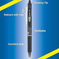 Pilot Frixion Clicker Erasable Gel Rollerball Pen 0.7mm Tip 0.35mm Line Black Greenpack (Pack 12 + 12 Refills) -