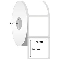 Thermalrite Direct Thermal Labels, 76x76mm, 25mm core, 750 Labels per Roll, Pack of 20