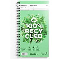 Silvine Recycled Wirebound Things To-Do Book 280 x 150mm 120 Sheets 100% Recycled Paper Green (Pack 5) -