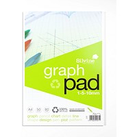 Silvine Recycled Graph Pad A4 Printed 1-5-10mm 50 Sheets 100% Recycled Paper Green (Pack 10) - A4GPRE