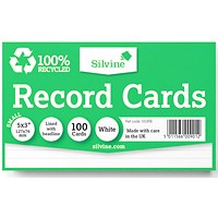 Silvine 100 Recycled Flash Revision Cards 127 x 76mm Ruled (Pack 10) -