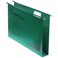Rexel Crystalfile Classic Manilla Suspension Files, Square Base, Foolscap, Green, Pack of 50
