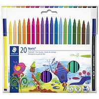 Staedtler Noris Fibre-Tip Pen 1mm Line Assorted Colours (Pack 20) -
