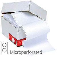 5 Star Computer Listing Paper, 1 Part, 12 inch x 235mm, Microperforated, Plain White, 70gsm, Box (2000 Sheets)