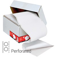 5 Star Computer Listing Paper, 2 Part, 11 inch x 241mm, Perforated, Both Sheets are White, Box (1000 Sheets)