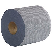 2Work 2-Ply Centrefeed Roll 100m, Blue, Pack of 6