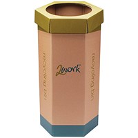 2Work Recycling Bin, 120 Litres, Green, Pack of 3
