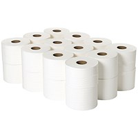 2Work Micro Twin Toilet Roll, 2-Ply, 125m, Pack of 24 2Work Micro Twin Toilet Roll, 2-Ply, 125m, Pack of 24