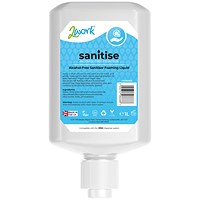 2Work Sanitise Alcohol-Free Foam Hand Sanitiser Cartridge, 1 Litre, Pack of 6