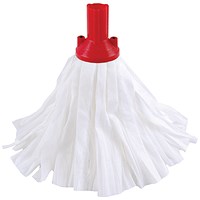 2Work Big White Mop Head Red Pack of 10 2W10499