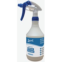 2Work Surface Sanitiser Empty Trigger Spray Bottle 750ml Blue