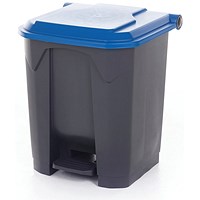 2Work Pedal Bin with Coloured Lid 30L Grey/Blue 370x380x455mm