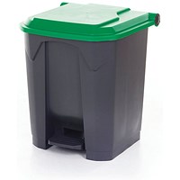 2Work Pedal Bin with Coloured Lid 30L Grey/Green 370x380x455mm