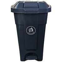 2Work Wheelie Bin with Foot Pedal 70 Litre Dark Grey