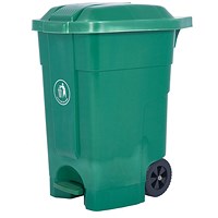 2Work Wheelie Bin with Foot Pedal 70 Litre Dark Green