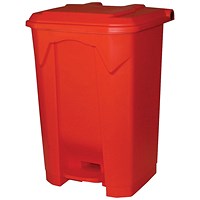 2Work Pedal Bin 80 Litre 410x470x670mm Red