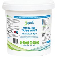 2Work All Trade Bucket Wipes 150 Wipes XL Pack of 4