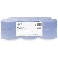 2Work 2-Ply Hand Towel Roll 175m Embossed Blue Pack of 6 2W10825