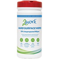 2Work Alcohol 70 Percent IPA Wipes Tub 200 Wipes Pack of 6