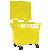 2Work Wheelie Bin 770 Litre with Lockable Lid Yellow