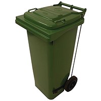 2Work Wheelie Bin Refuse 80 Litre 2 Wheel Pedal Operated Green