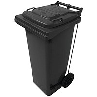 2Work Wheelie Bin Refuse 80 Litre 2 Wheel Pedal Operated Grey