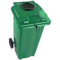 2Work Wheelie Bin 140 Litre with Bottle Bank and Lock Green