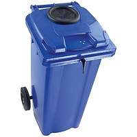 2Work Wheelie Bin 360 Litre with Bottle Bank and Lock Blue