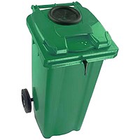 2Work Wheelie Bin 360 Litre with Bottle Bank and Lock Green