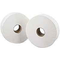 2Work Jumbo Toilet Roll, 2-Ply, Core 76mm, Pack of 6