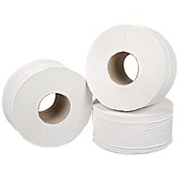 2Work Mini Jumbo Toilet Roll, 2-Ply, Pack of 12