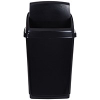 2Work Swing Top Bin, 50 Litre, Black