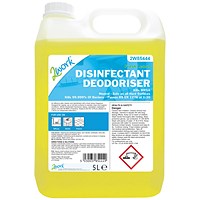 2Work Bactericidal Disinfectant Deodoriser Lemon Scent 5 Litre