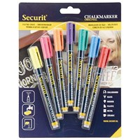 Securit Liquid Chalk Markers 1-2mm Nib Assorted Colours (Pack 7) -