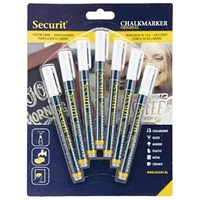 Securit Liquid Chalk Markers 1-2mm Nib White (Pack 7) -