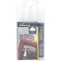 Securit Waterproof Chalk Markers (Glass and Chalkboard) White (Pack 4) -