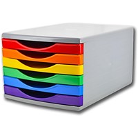 Deflecto 180mm Drawer Tower Unit 6 x 30mm Rainbow Colours -