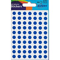 Avery Coloured Label Round 8mm Diameter Blue (560 Labels) 32-304